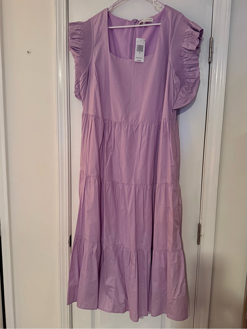Lilac Ruffle-Sleeve Dress
